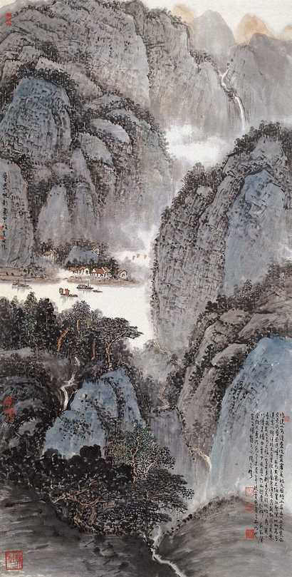 王克文 层峦帆影 立轴